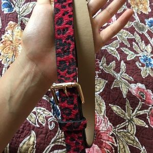Red leopard print belt